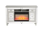 TV Stand With Electric Fireplace in Silver