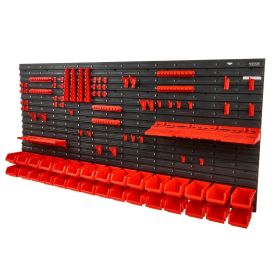 VEVOR Wall Mounted Storage Bins, 30-Bin Parts Rack Organizer Garage Plastic Shop Tool with Wall Panels/Tool Holders/Hooks, Tool Organizer for Nuts