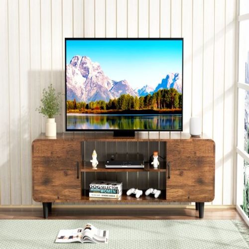 TV Stand for 55 Inch TV, Entertainment Center with Storage Cabinets, Soft Hinge Door with Handle, Media Console Table for Living Room Bedroom TV Stand for 55 Inch TV, Entertainment Center with Storage Cabinets, Soft Hinge Door with Handle, Media Console Table for Living Room Bedroom