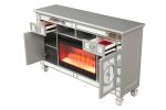 TV Stand With Electric Fireplace in Silver