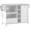 Kitchen Island Cart with Storage Cabinet and Two Locking Wheels,Solid wood desktop,Microwave cabinet