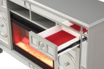 TV Stand With Electric Fireplace in Silver