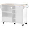 Kitchen Island Cart with Storage Cabinet and Two Locking Wheels,Solid wood desktop,Microwave cabinet