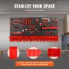 VEVOR Wall Mounted Storage Bins, 30-Bin Parts Rack Organizer Garage Plastic Shop Tool with Wall Panels/Tool Holders/Hooks, Tool Organizer for Nuts