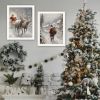 Trendy Decor 4U 2-Piece Vignette On The Eve of Christmas White Framed Wall Art for Living Room, Holiday Wall Art Print for Home Decor