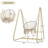 Handmade Macrame Swing Hammock Chair with Stand - Indoor/Outdoor Boho Style Seating