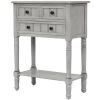 Narrow Console Table, Slim Sofa Table with Three Storage Drawers and Bottom Shelf for Living Room, Easy Assembly (Gray Wash)