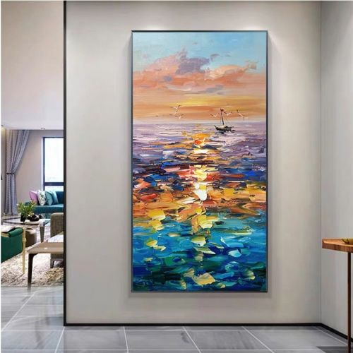Handmade Landscape Lake Sky Oil Painting On Canvas Abstract Gold Art Wall Picture Modern Home Decoration For Living Room Handmade Landscape Lake Sky Oil Painting On Canvas Abstract Gold Art Wall Picture Modern Home Decoration For Living Room