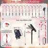 Solar Christmas Candy Cane Lights with 12 Candies 72LEDs Outdoor Christmas Decorations IP44 Waterproof Flickering Pathway Markers String Lights with 8