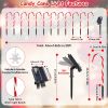 Solar Christmas Candy Cane Lights with 12 Candies 72LEDs Outdoor Christmas Decorations IP44 Waterproof Flickering Pathway Markers String Lights with 8