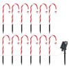Solar Christmas Candy Cane Lights with 12 Candies 72LEDs Outdoor Christmas Decorations IP44 Waterproof Flickering Pathway Markers String Lights with 8